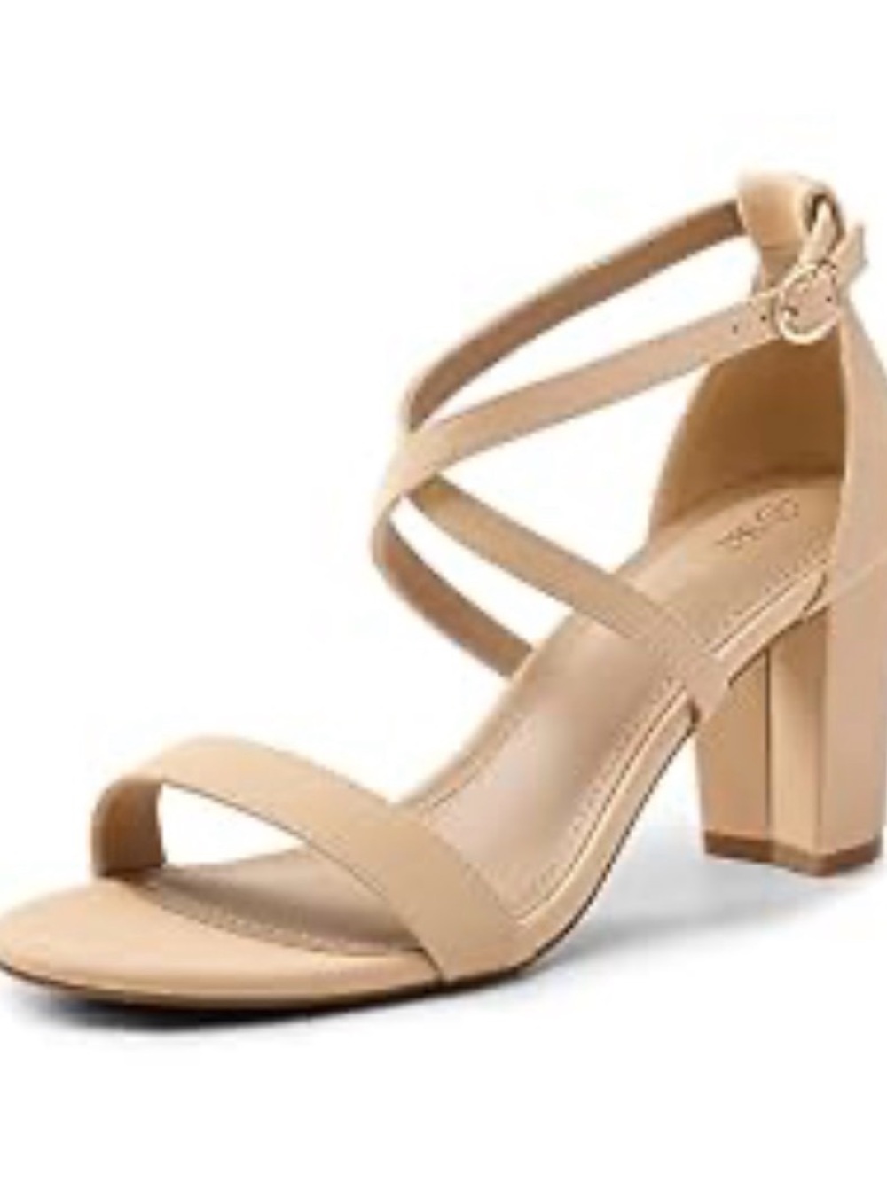 Dream Pairs Nude Cross Strap Block Heels 7